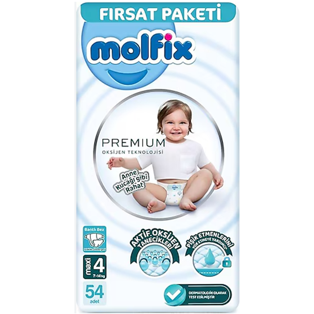 MOLFİX PREMİUM FIRSAT ÇOCUK BEZİ NO:4 MAXİ 54 LÜ.